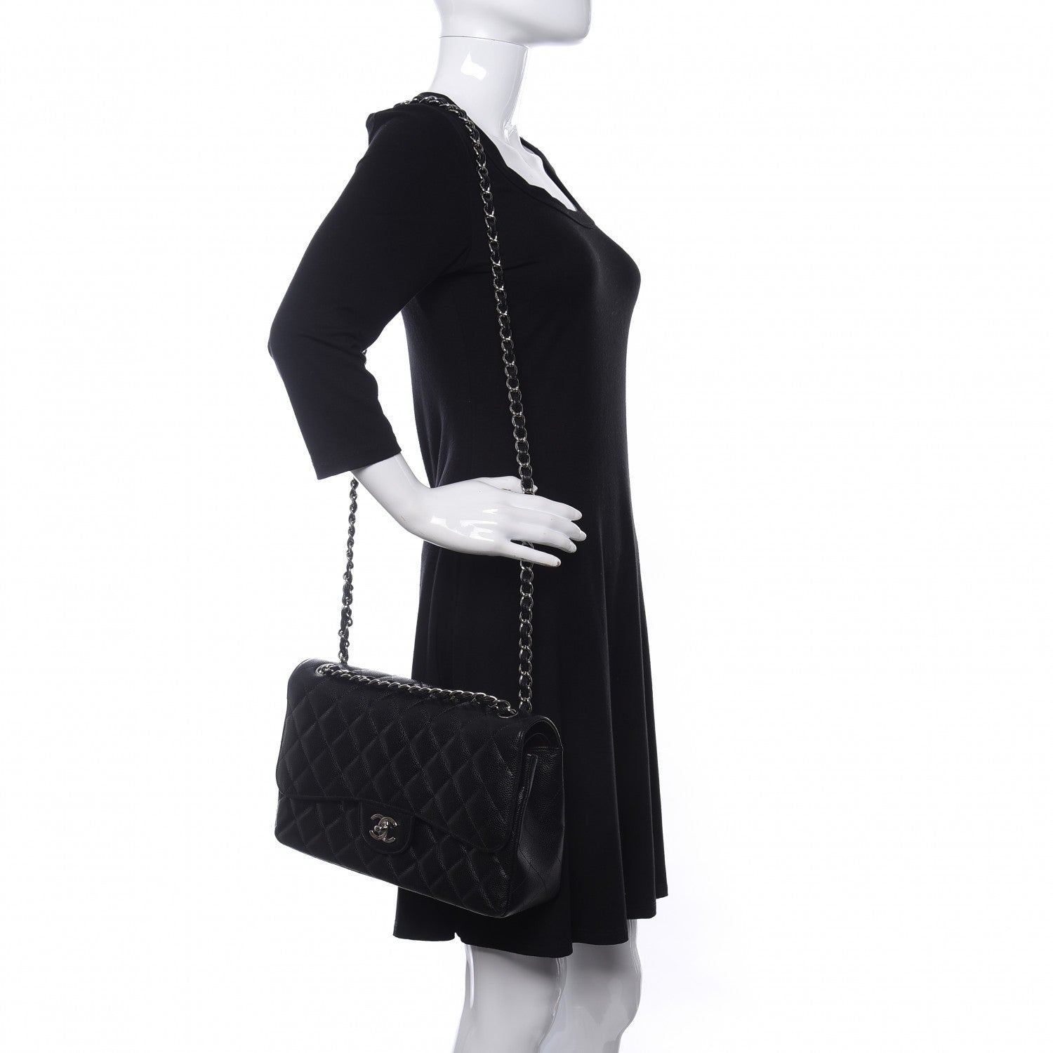 Chanel Caviar Quilted Jumbo Double Flap Black 2 of 14