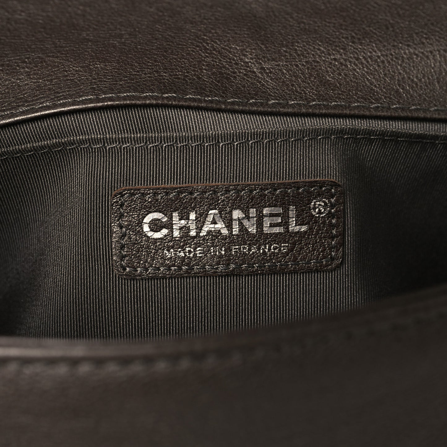 Metallic Calfskin Quilted Medium Boy Flap Pewter
