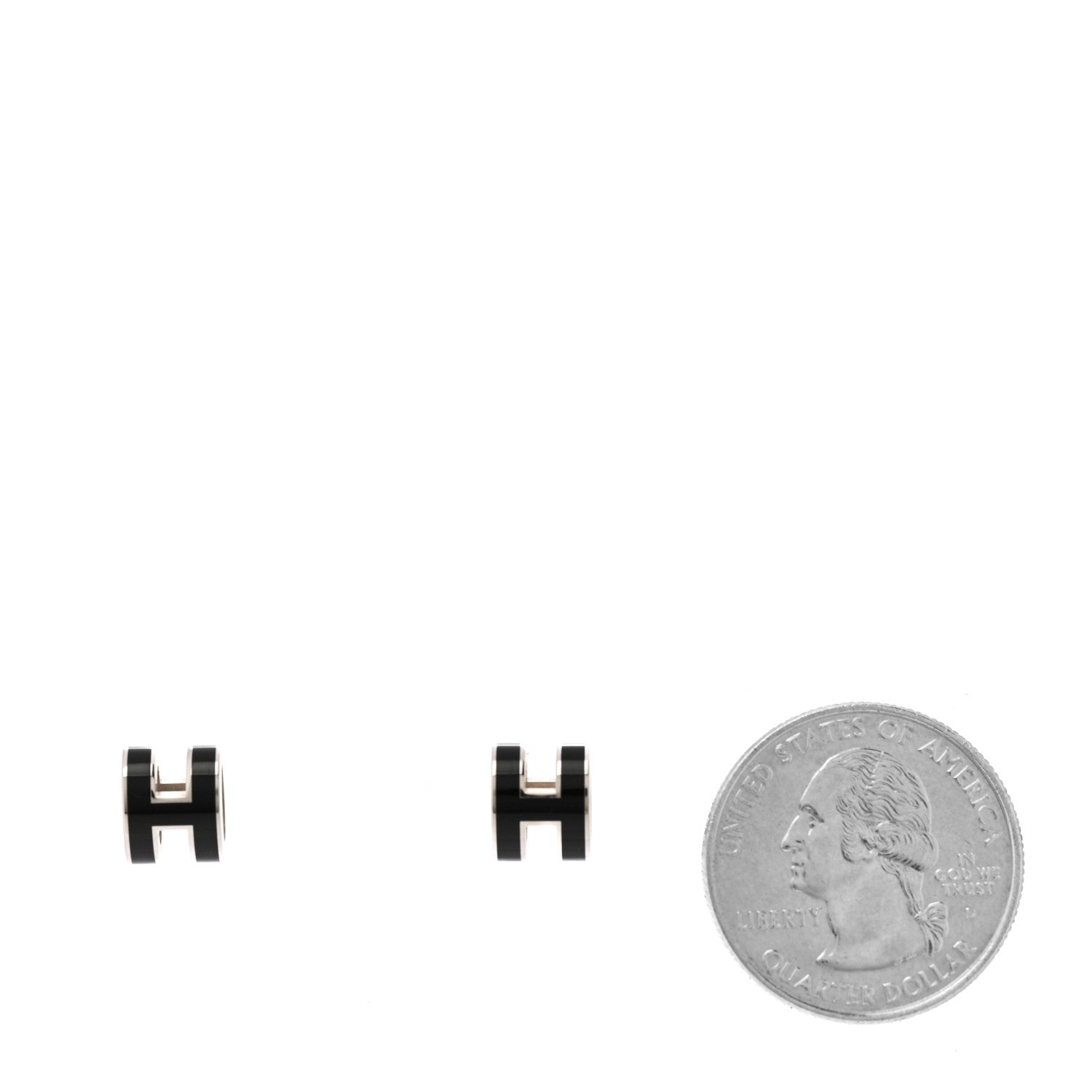 Hermes Palladium Lacquered Mini Pop H Earrings Black 2 of 4