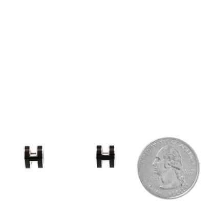 Hermes Palladium Lacquered Mini Pop H Earrings Black 2 of 4