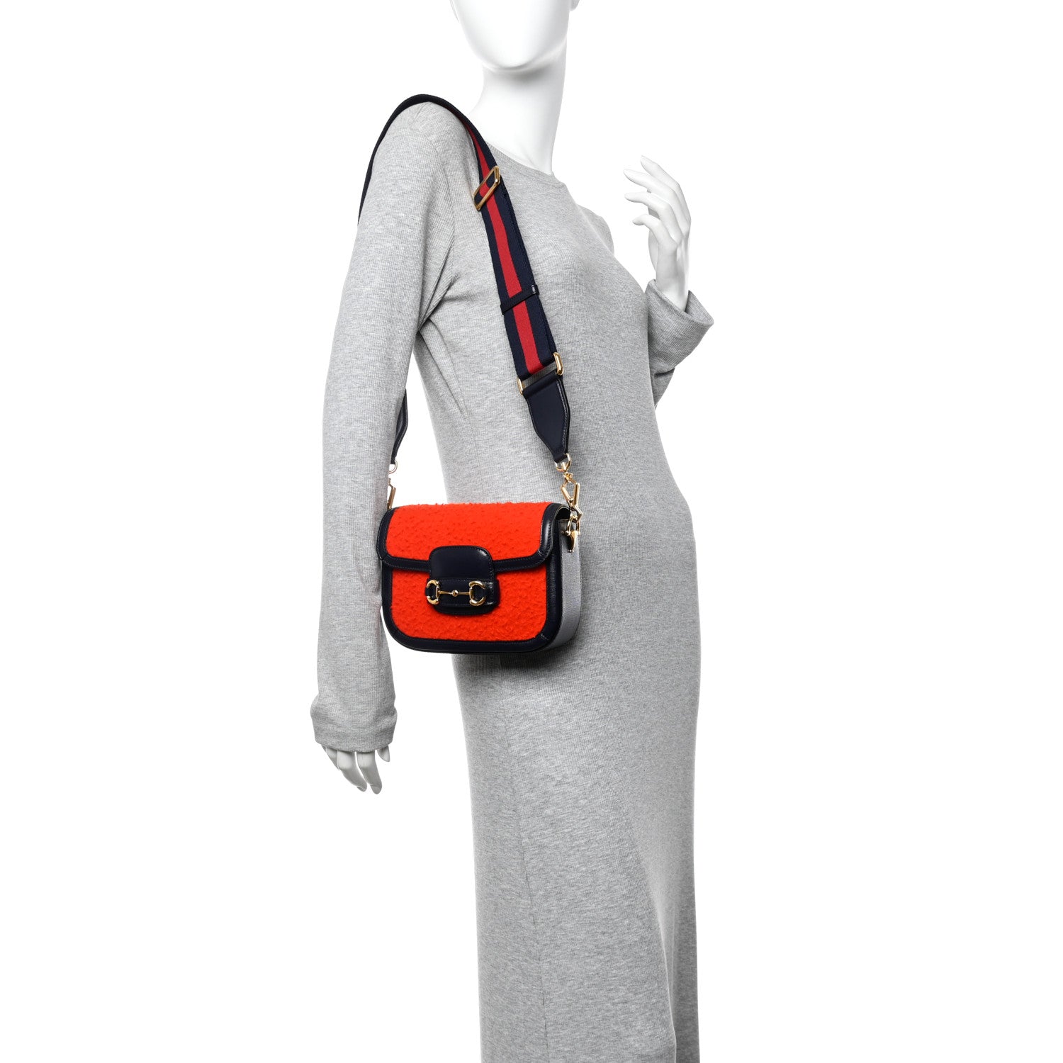 Gucci Casy Wool Azalea Calfskin Mini Horsebit 1955 Shoulder Bag Bitter Sweet Blue 2 of 11