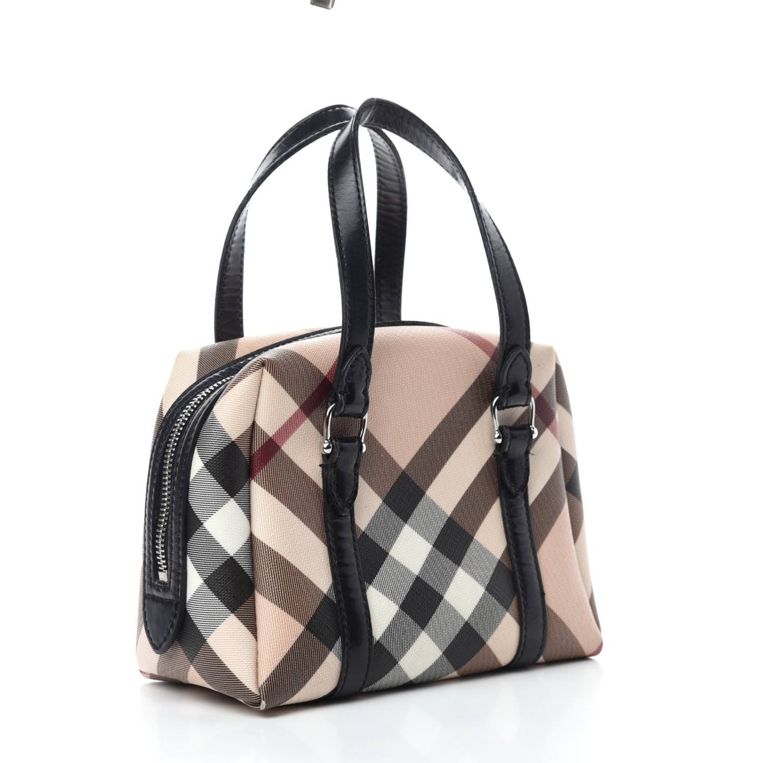 Burberry Patent Trim Nova Check Tote Black 3 of 15
