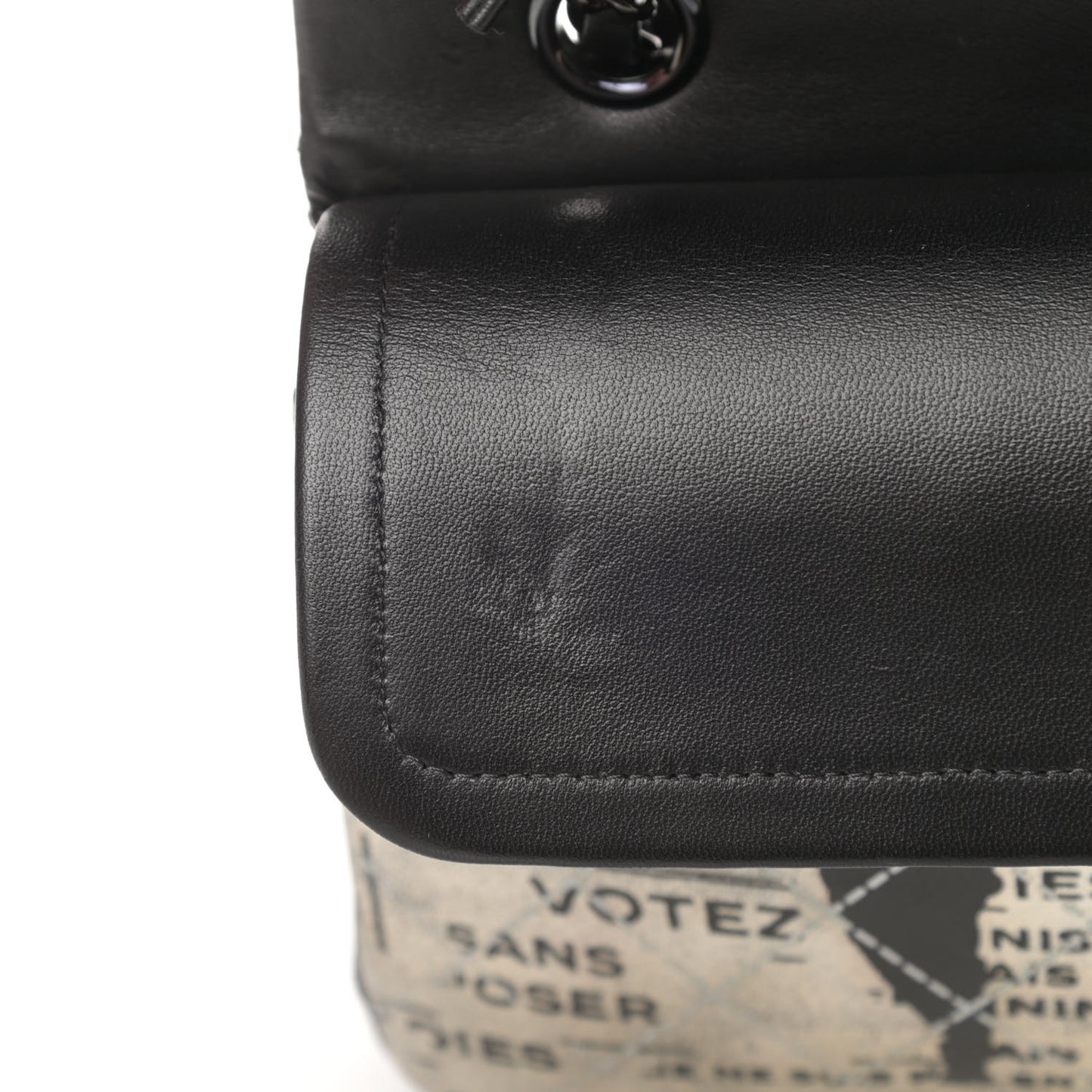 Lambskin Hand Painted Medium Double Flap Black