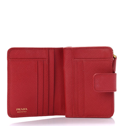 Prada Saffiano Metal Compact Wallet Fuoco 5 of 7