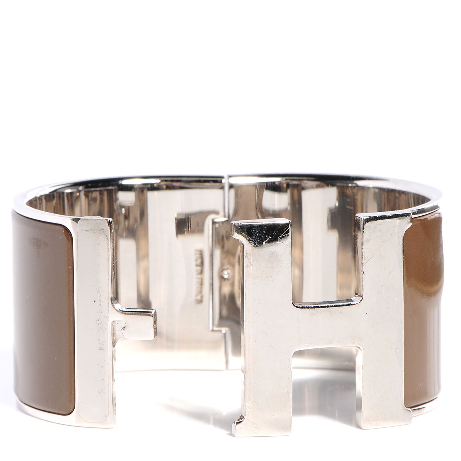 Hermes Enamel Clic Clac H Extra Wide Bracelet PM Taupe 4 of 5