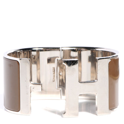Hermes Enamel Clic Clac H Extra Wide Bracelet PM Taupe 4 of 5