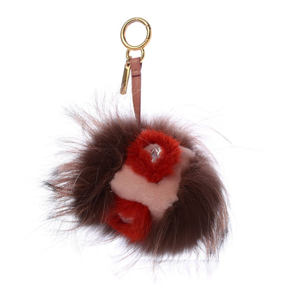 Fendi Rabbit Mink Fox Fur Furry Yang Monster Bag Bug Charm Red Pink 1 of 4
