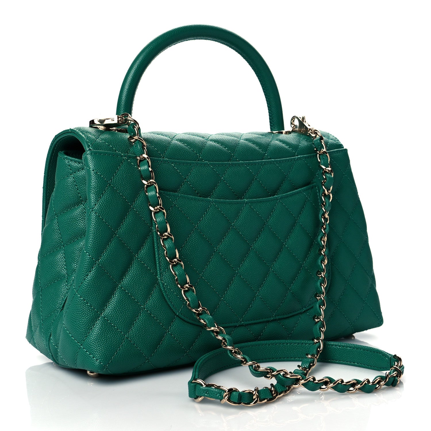 Chanel Caviar Quilted Small Coco Handle Flap Green 3 of 11