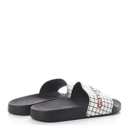Givenchy Rubber Checkered Logo Pool Slide Sandals 38 Black 4 of 6