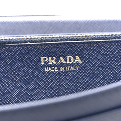 Prada Saffiano Metal Bar Continental Flap Wallet Bluette 6 of 11