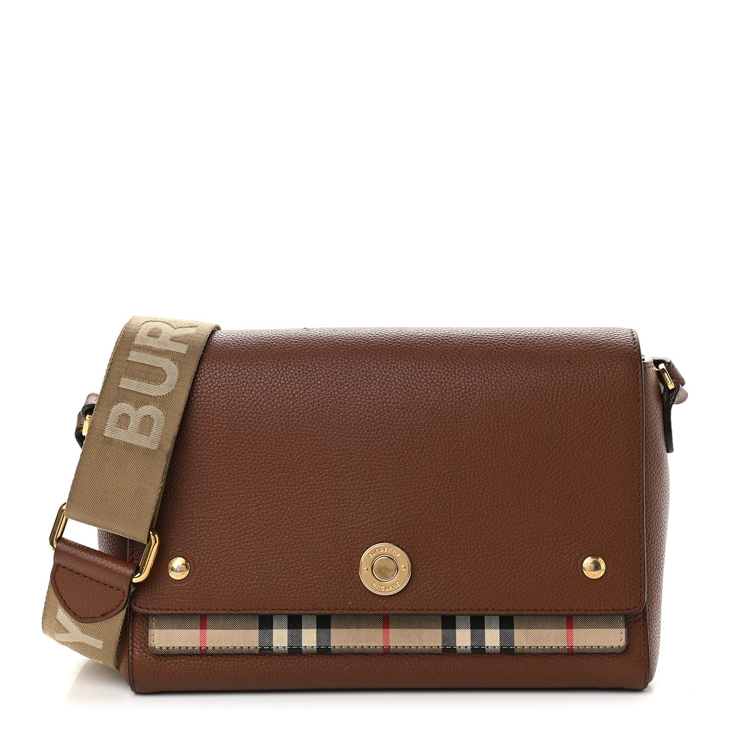 Calfskin Vintage Check Note Crossbody Bag Tan