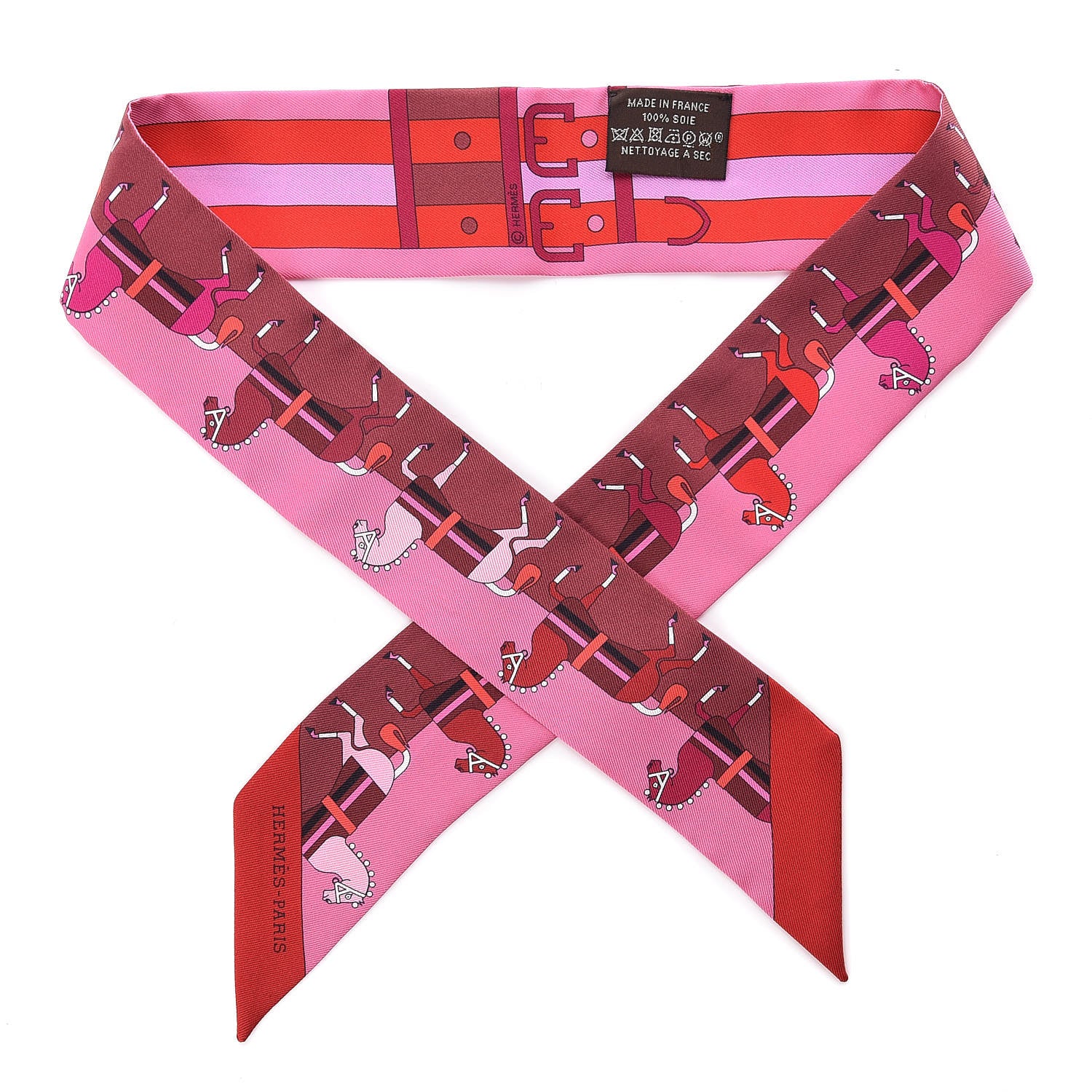 Hermes Silk Rocabar Twilly Rose Vif Bordeaux 1 of 5