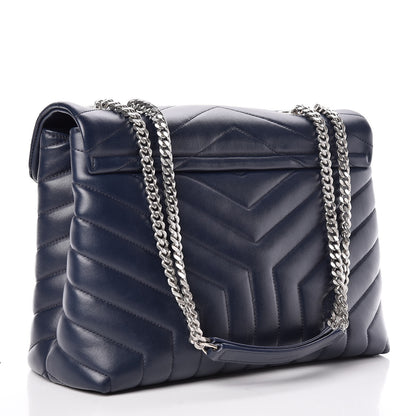 Saint Laurent Calfskin Y Quilted Monogram Medium Loulou Chain Satchel Denim Blue 3 of 10