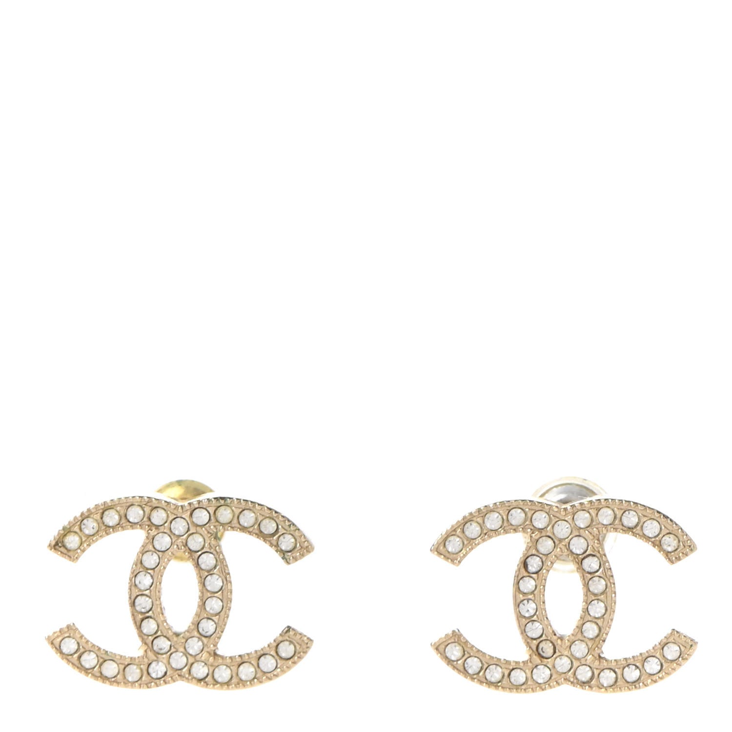 Chanel Crystal CC Earrings Gold 1 of 5