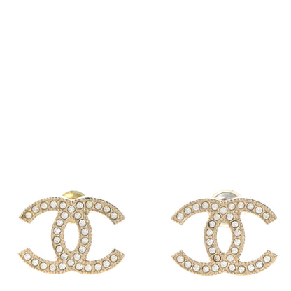 Chanel Crystal CC Earrings Gold 1 of 5