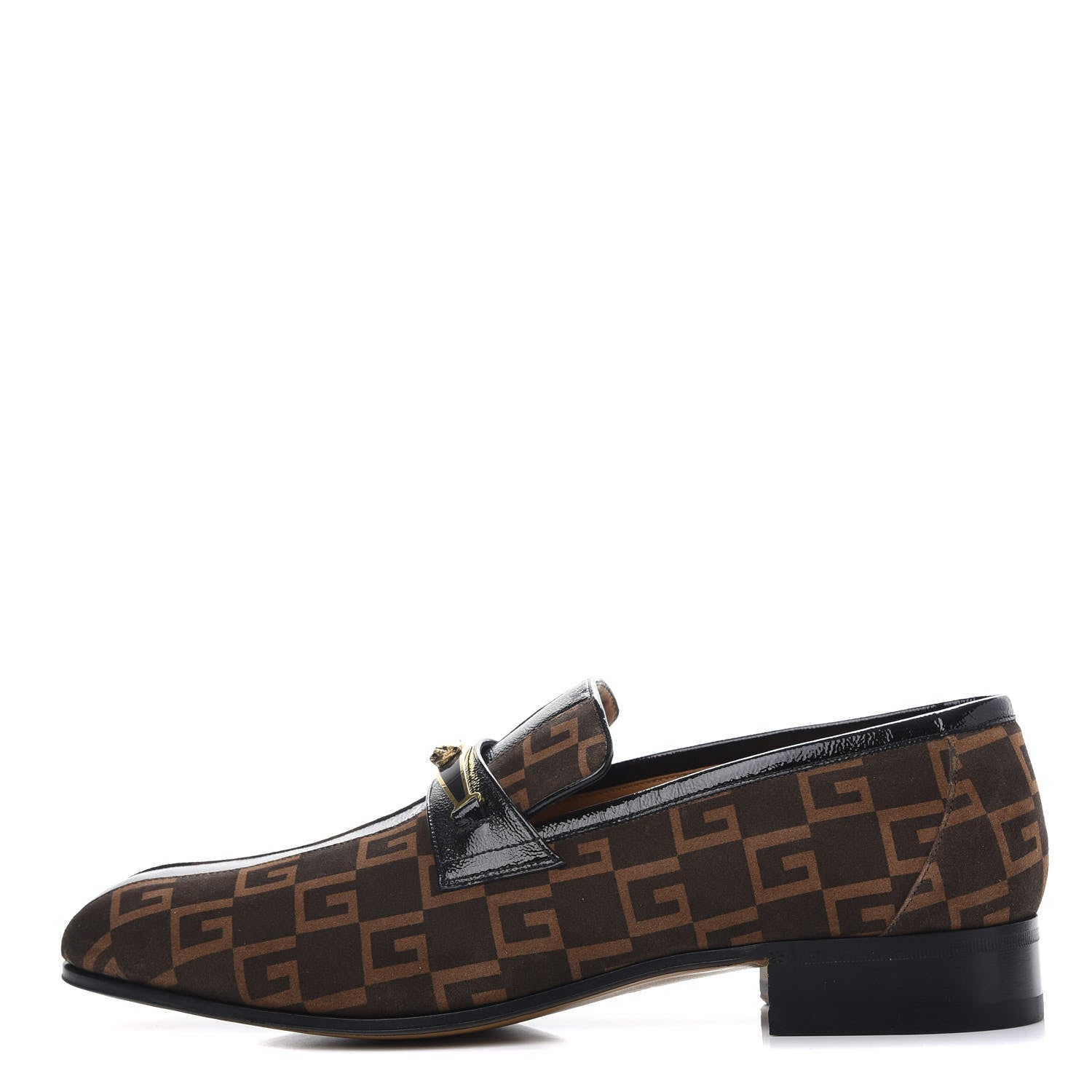 Gucci Vernice Naplack Suede Mens Square G Loafers 11 Black Sigaro 1 of 12