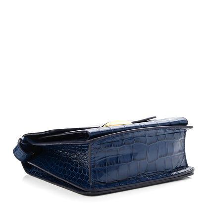 Proenza Schouler Calfskin Crocodile Embossed Dia Day Bag Blue 3 of 7