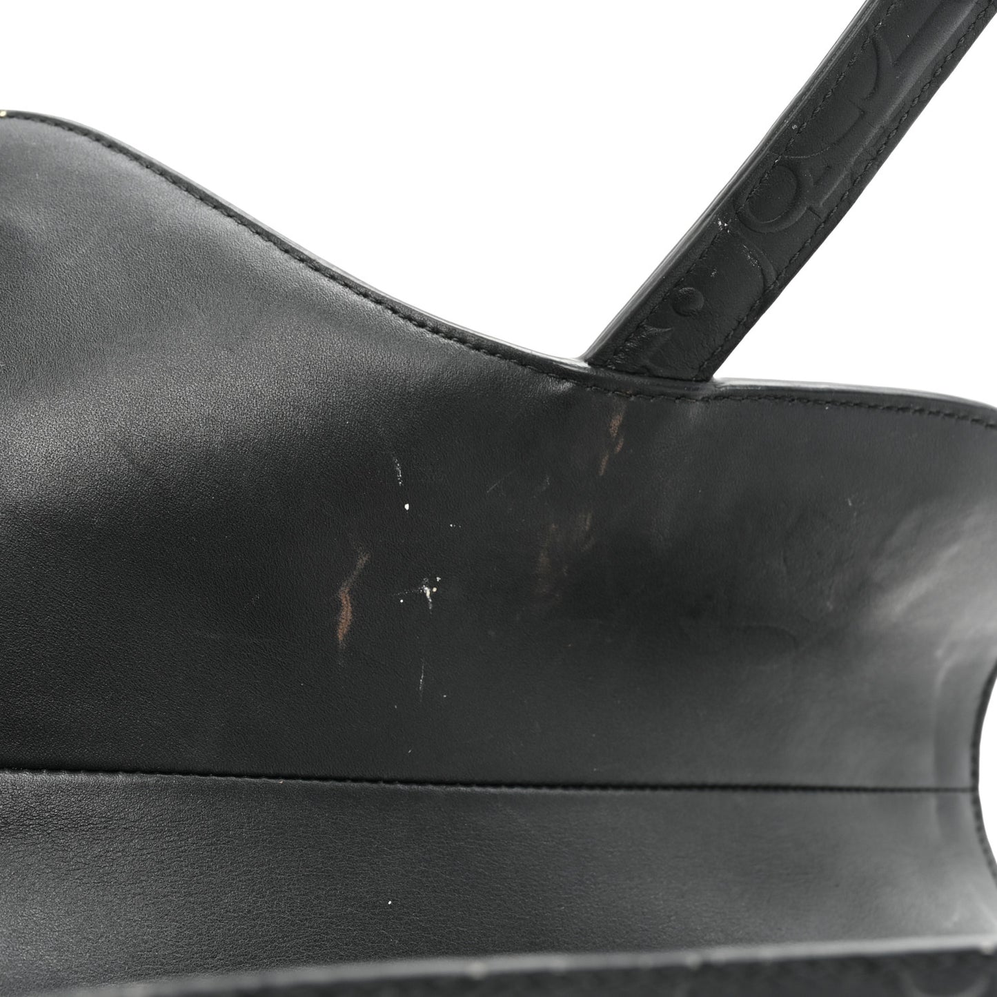 Calfskin Embossed Oblique Saddle Bag Black