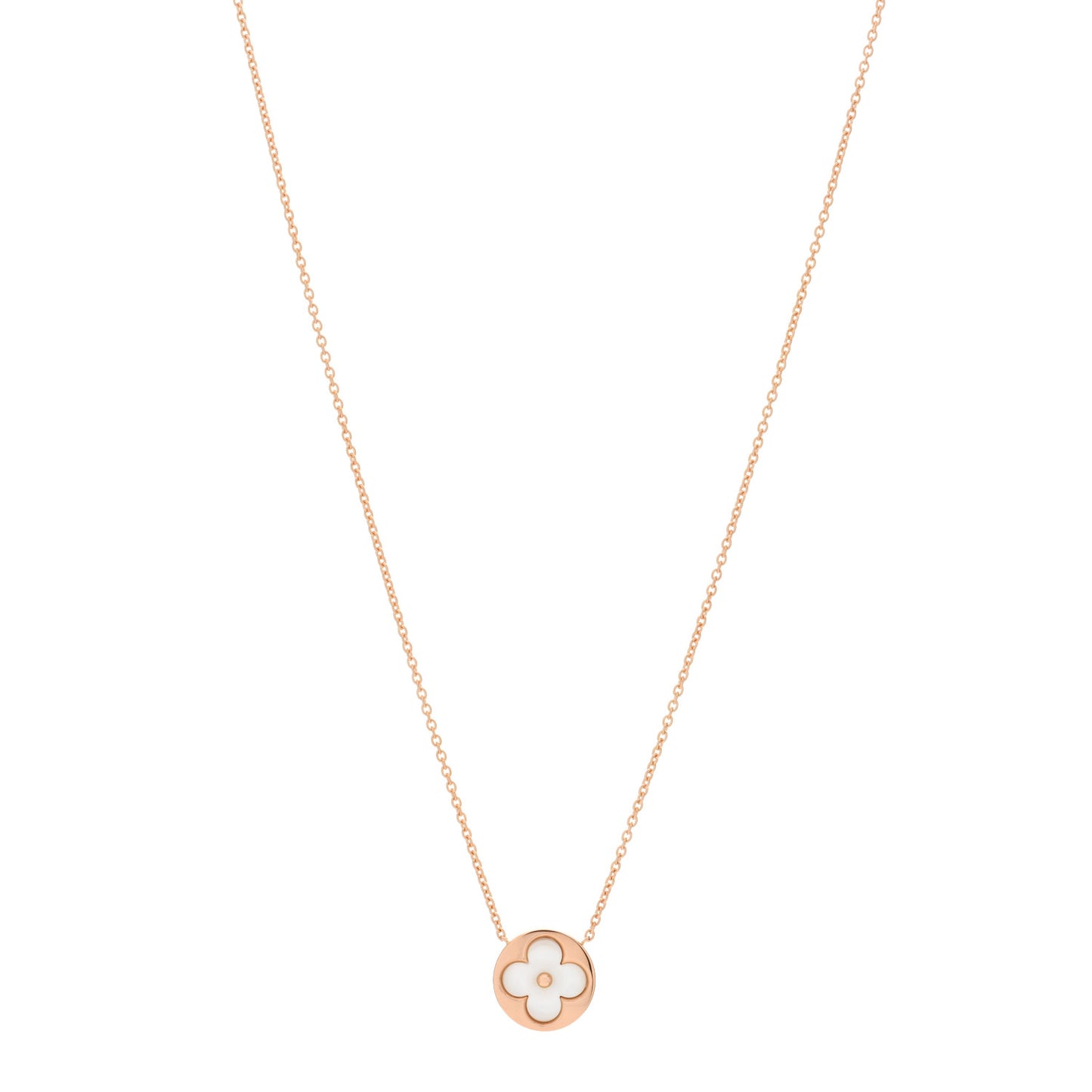 18K Pink Gold Mother Of Pearl Blossom Sun Pendant Necklace