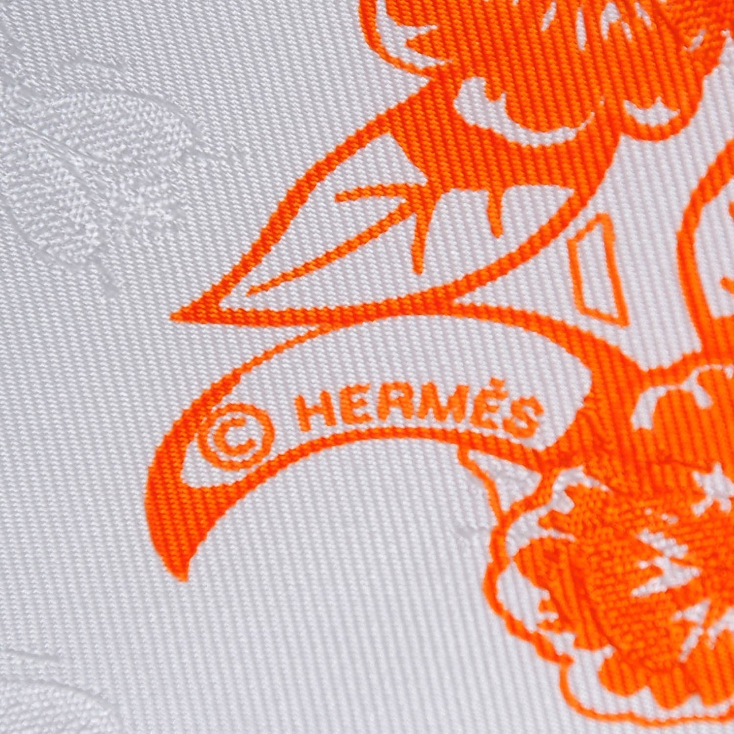 Silk Jungle Love Scarf 90 Blanc Orange