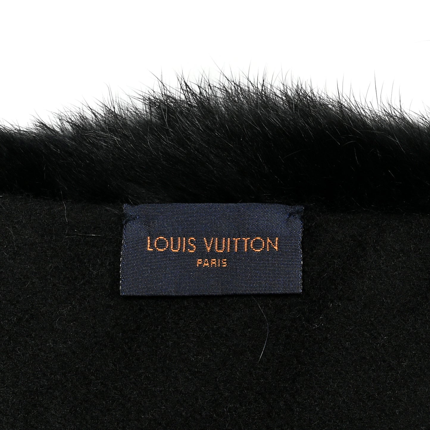 Mink Fur Logo Scarf Black Blue