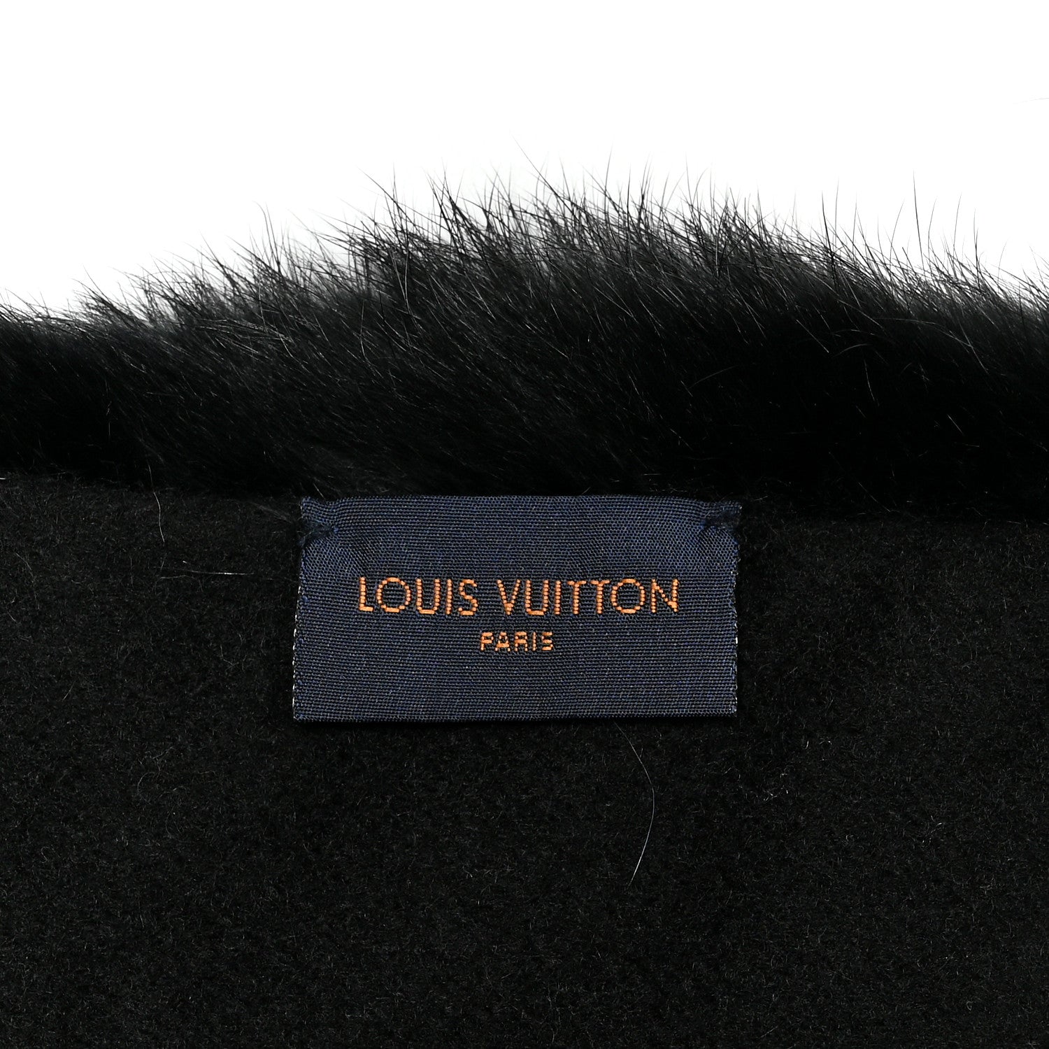Louis Vuitton Mink Fur Logo Scarf Black Blue 4 of 4