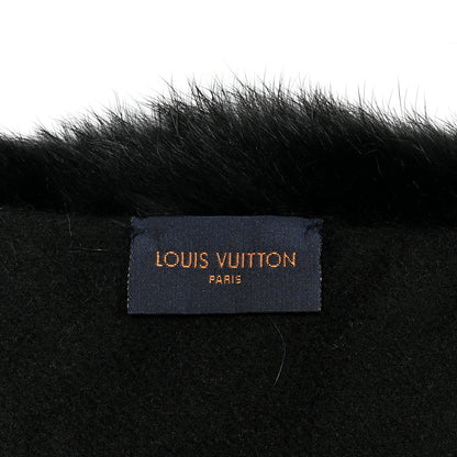 Louis Vuitton Mink Fur Logo Scarf Black Blue 4 of 4