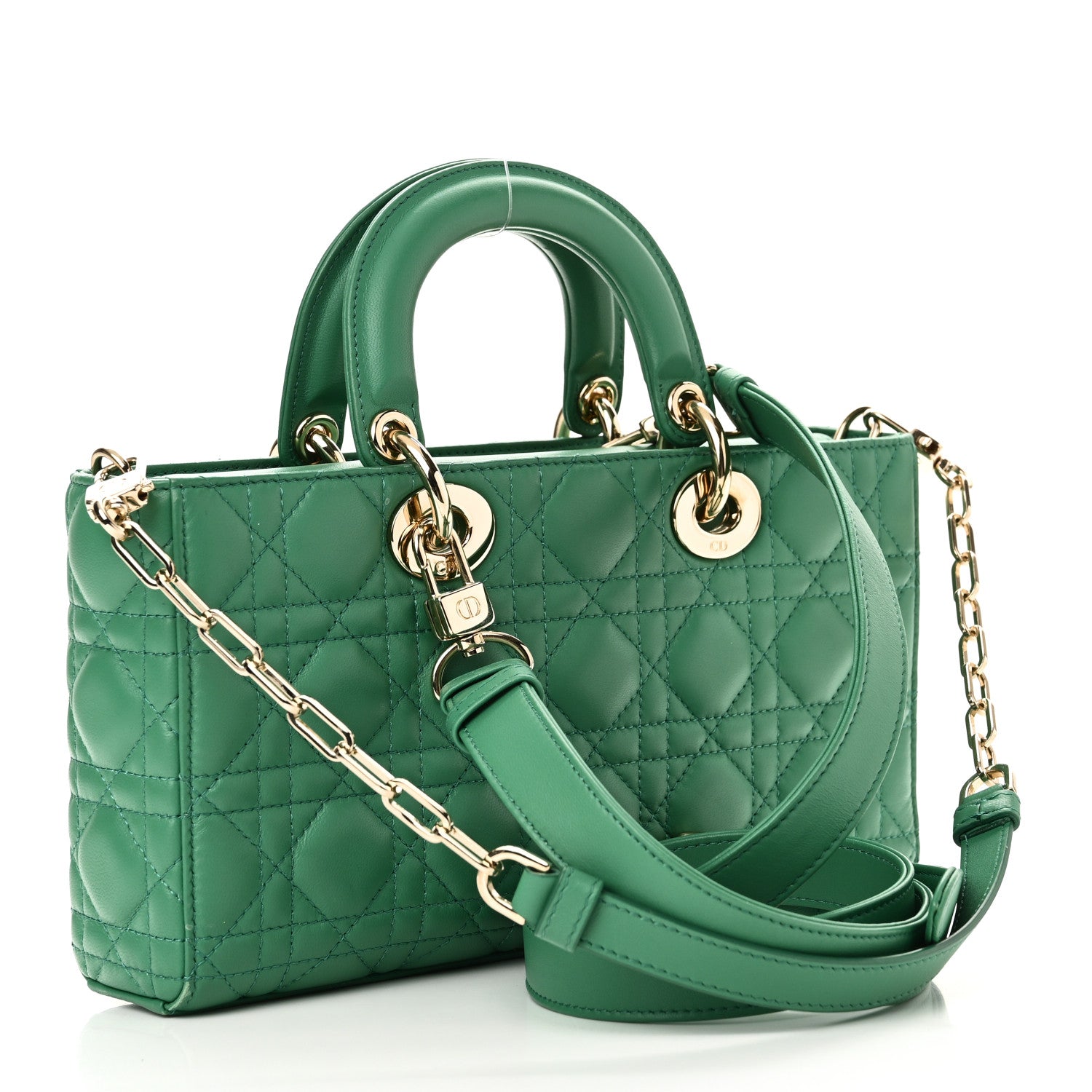 Christian Dior Lambskin Cannage Medium Lady D-Joy Green 1744819