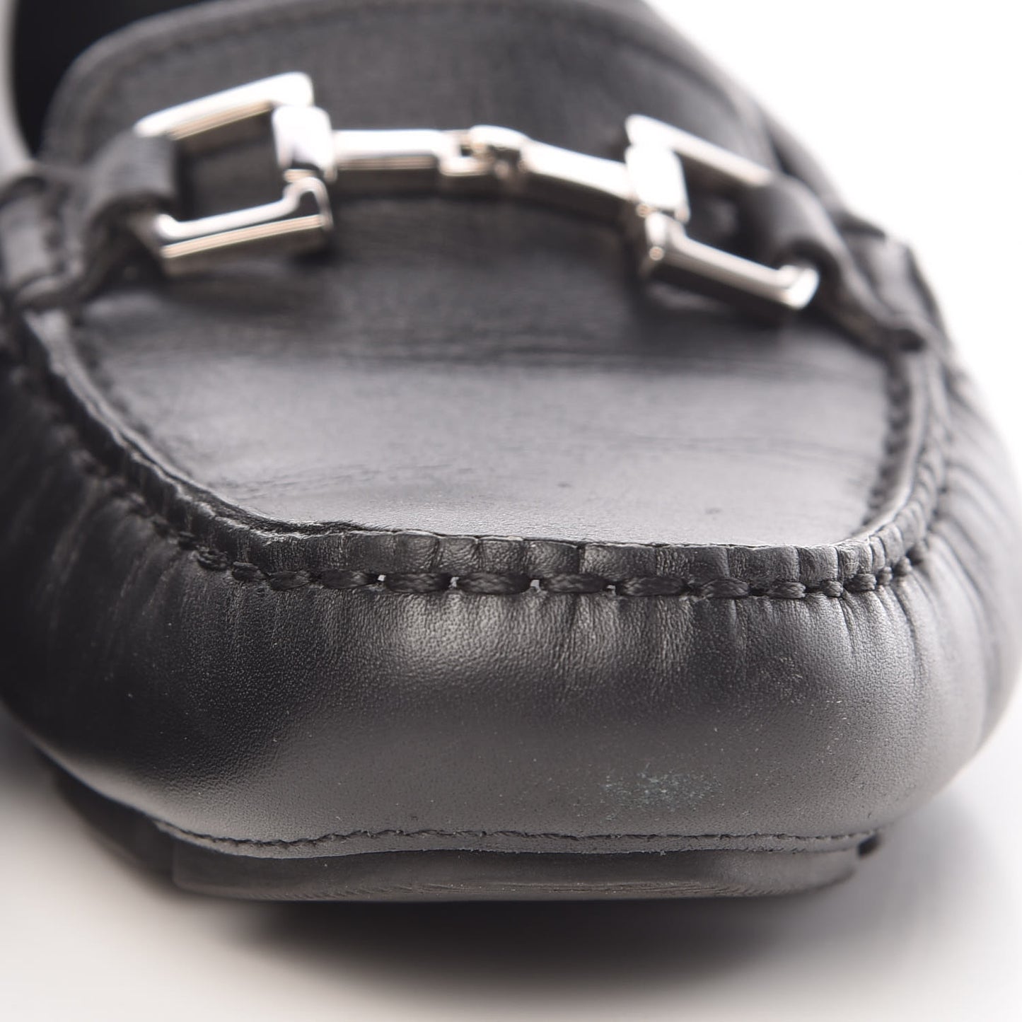Calfskin Womens Driver Loafers 38 Black