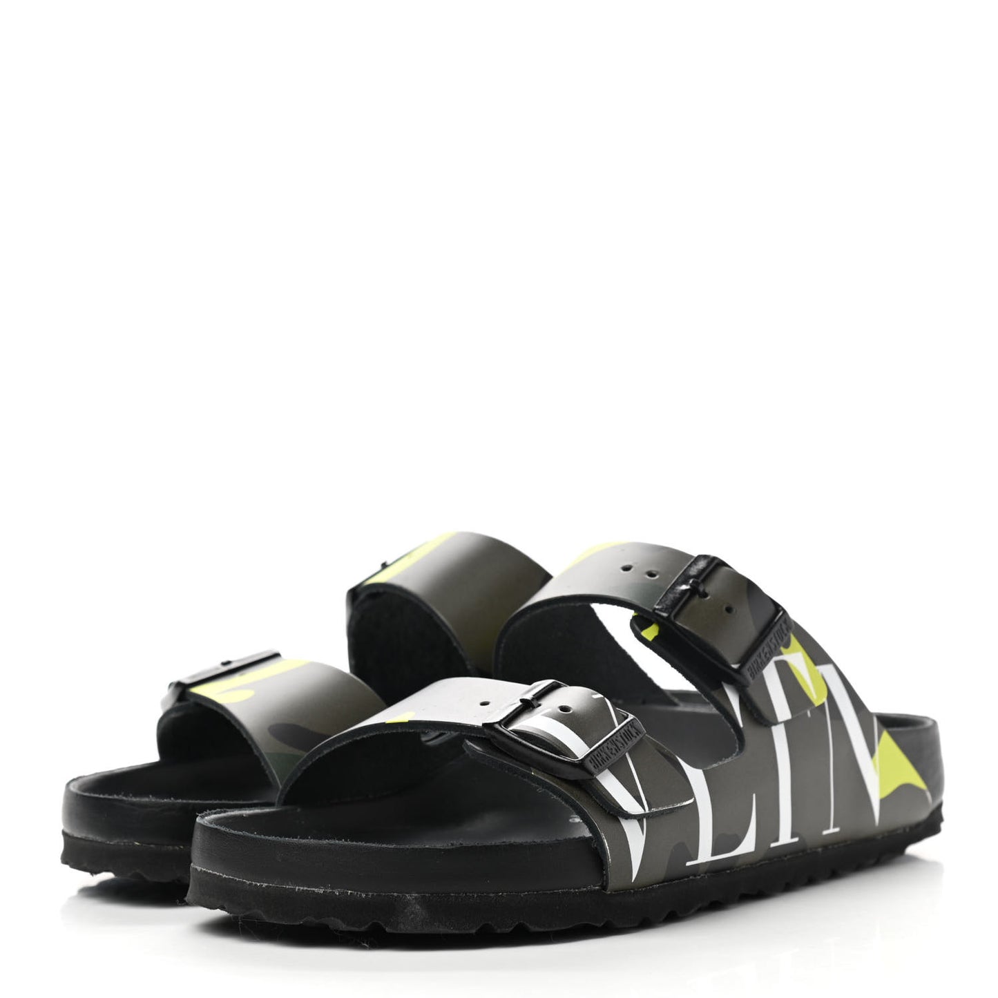 X BIRKENSTOCK Calfskin VLTN Arizona Slide Sandals 39 Army Green Lime