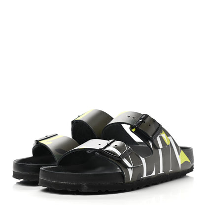 Valentino Garavani X BIRKENSTOCK Calfskin VLTN Arizona Slide Sandals 39 Army Green Lime 3 of 8