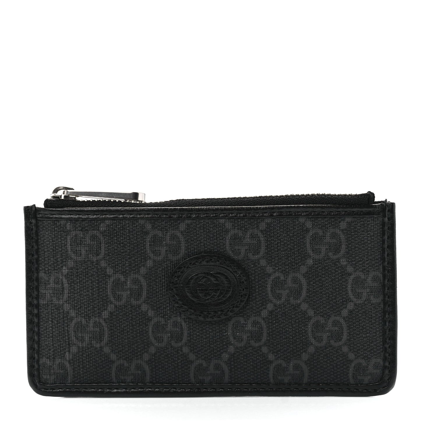 GG Supreme Monogram Azalea Calfskin Retro Interlocking G Coin Case Card Holder Black