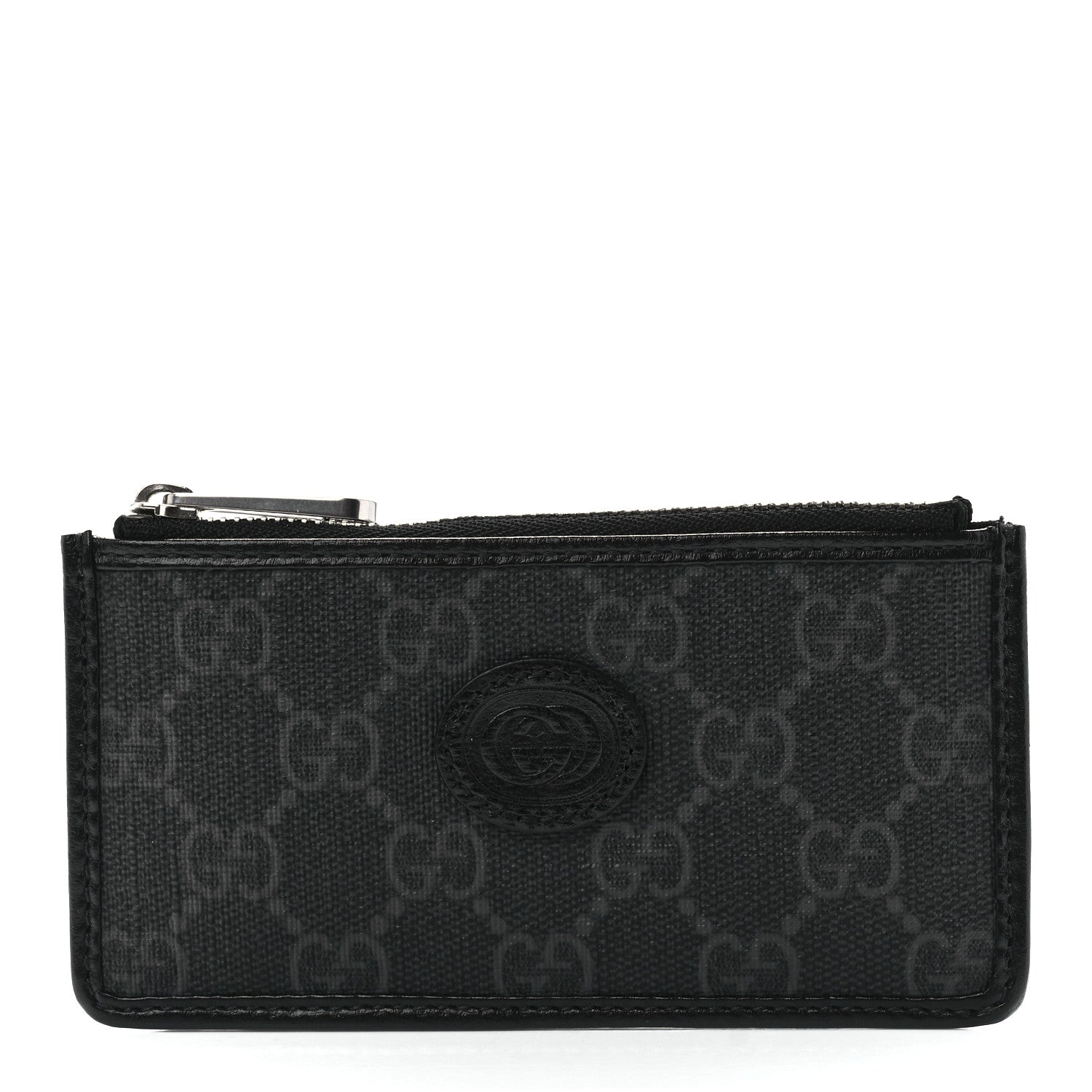 Gucci GG Supreme Monogram Azalea Calfskin Retro Interlocking G Coin Case Card Holder Black 1 of 11
