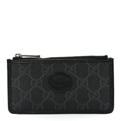 Gucci GG Supreme Monogram Azalea Calfskin Retro Interlocking G Coin Case Card Holder Black 1 of 11