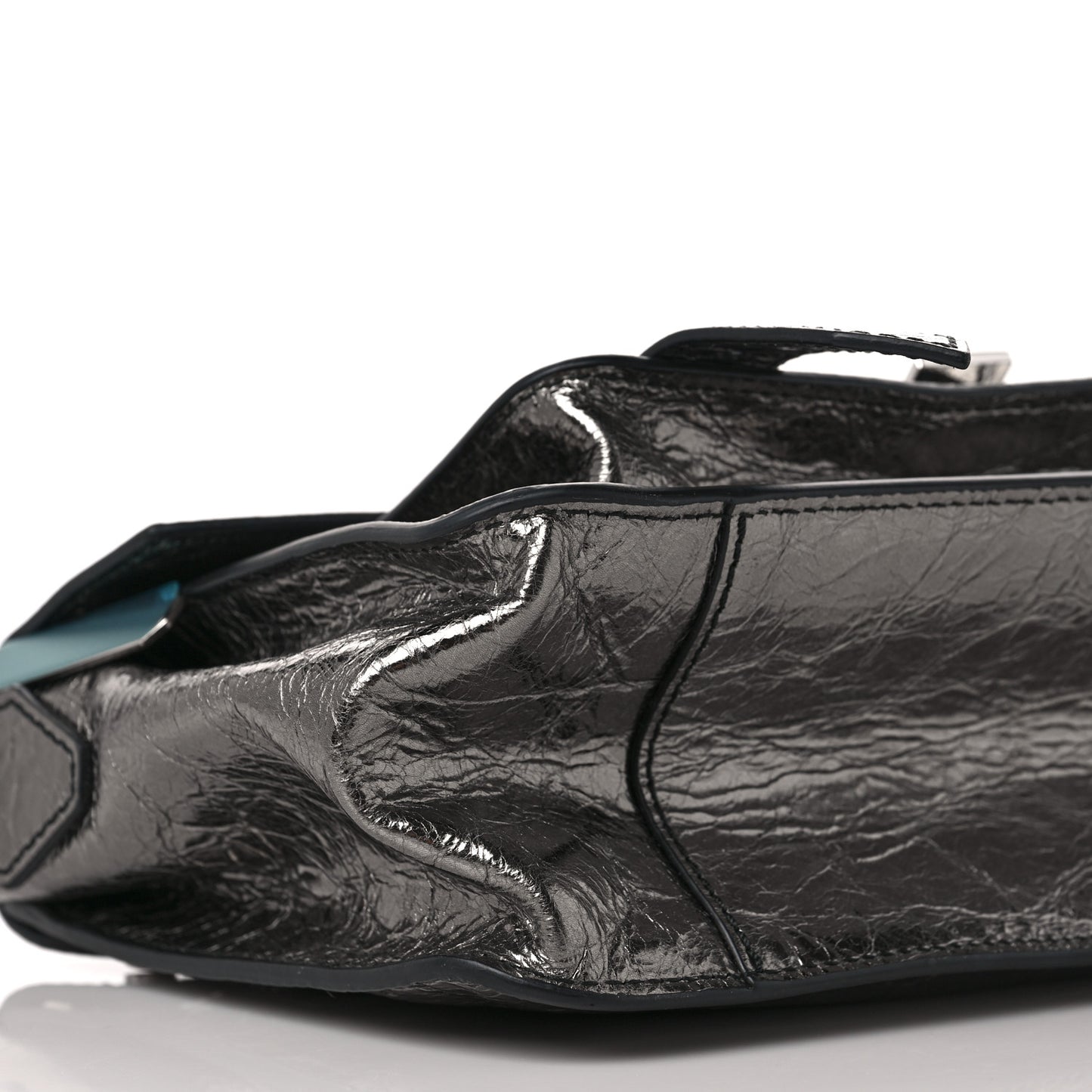 Metallic Lambskin Tiny PS1 Satchel Silver