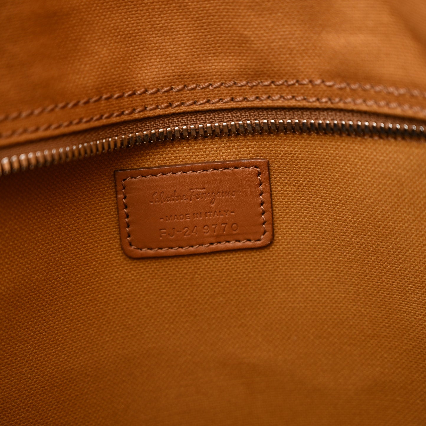 Canvas Calfskin Tote Light Brown