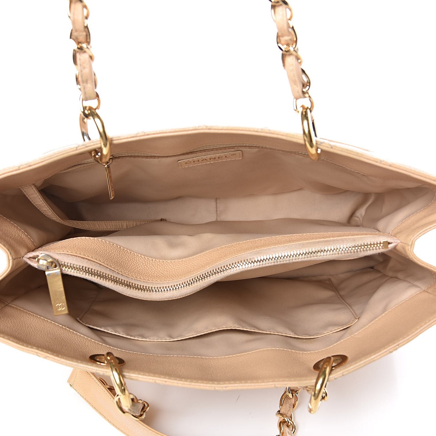 Caviar Quilted Grand Shopping Tote GST Beige Clair