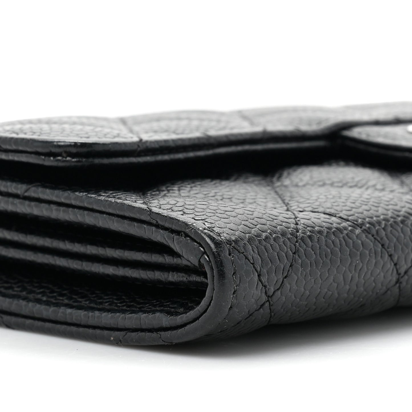 Caviar Quilted Large Gusset Flap Wallet Black