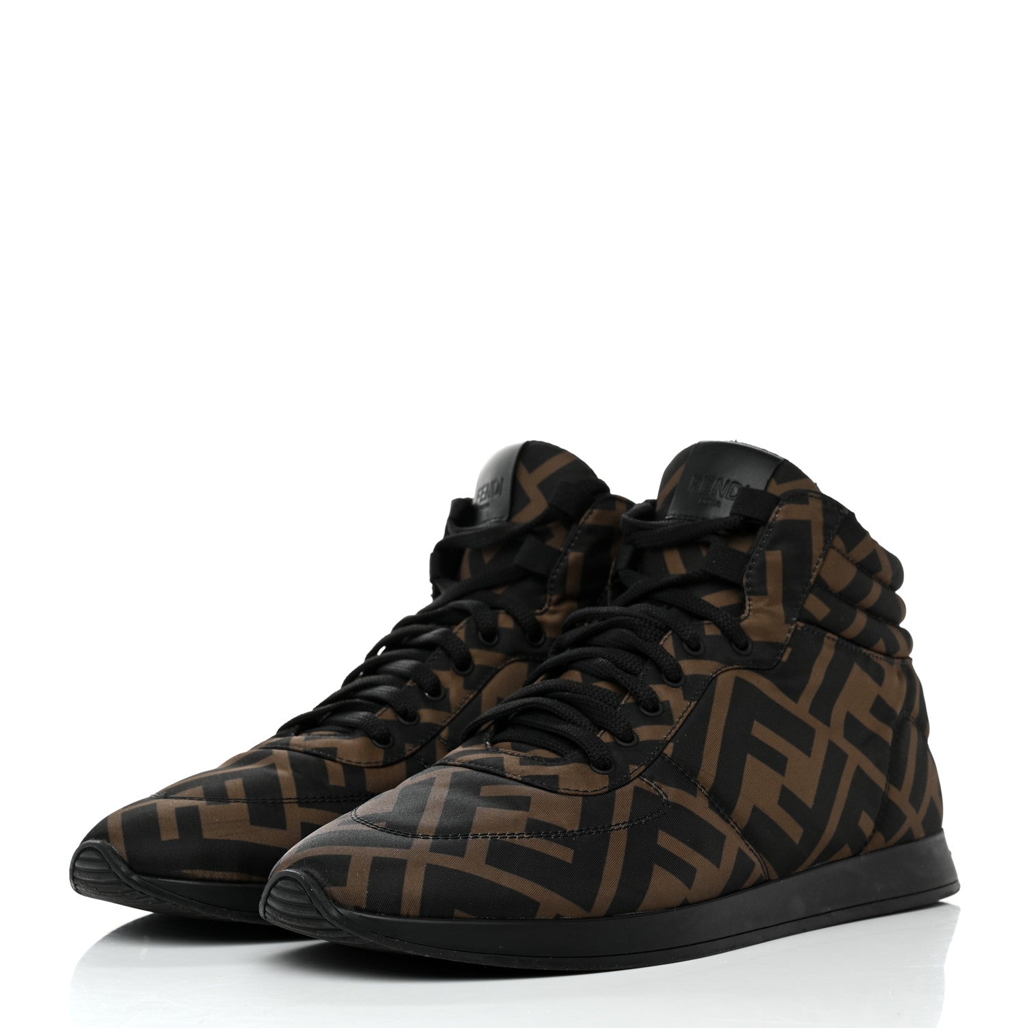 Fendi Nylon FF Reloaded High Top Sneakers 38.5 Tobacco Black 3 of 8