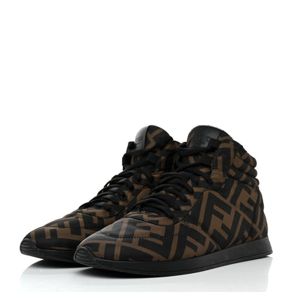 Fendi Nylon FF Reloaded High Top Sneakers 38.5 Tobacco Black 3 of 8