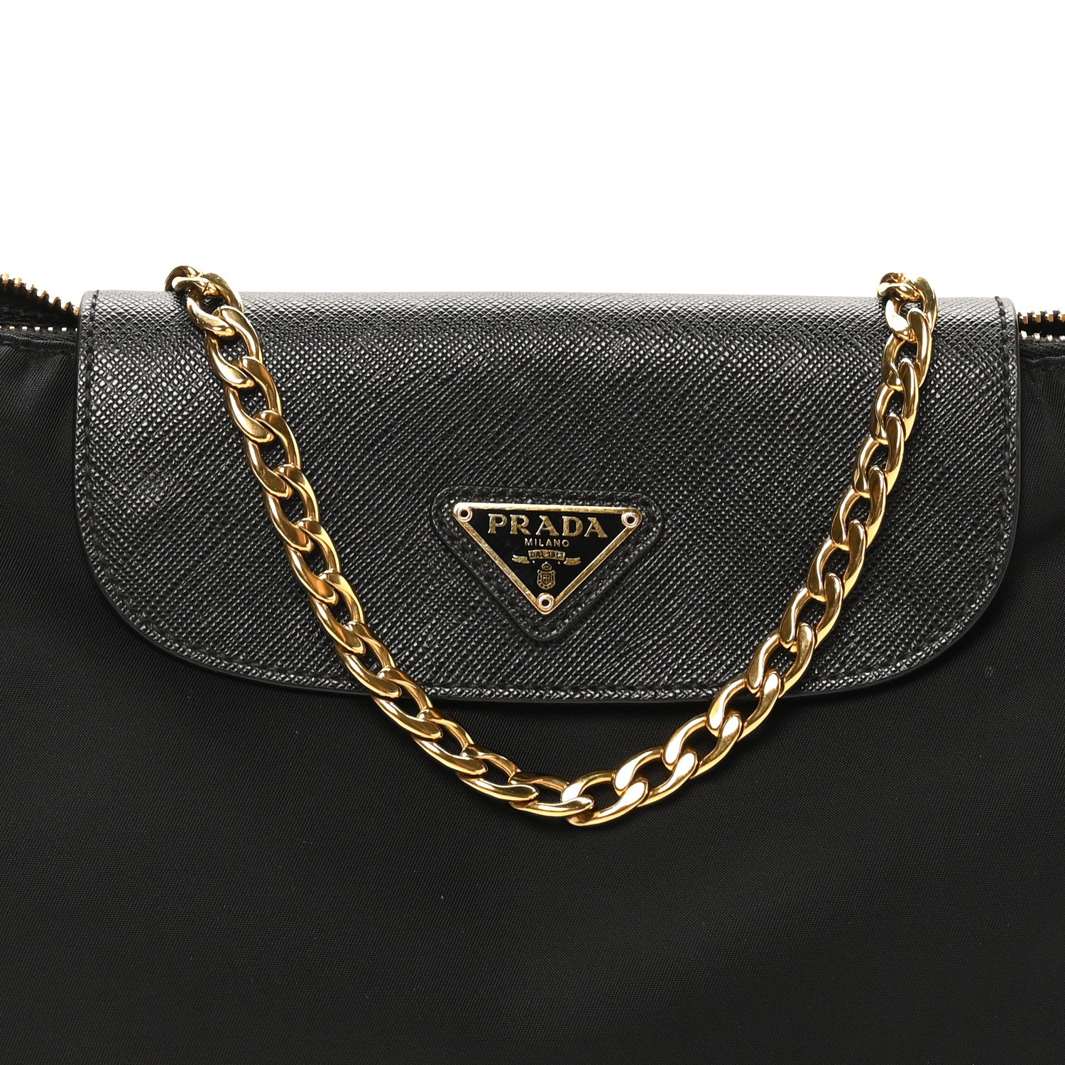 バッグ PRADA Tessuto + Saffiano Prada Tessuto Nylon Saffiano Crossbody Bag Black 1893191