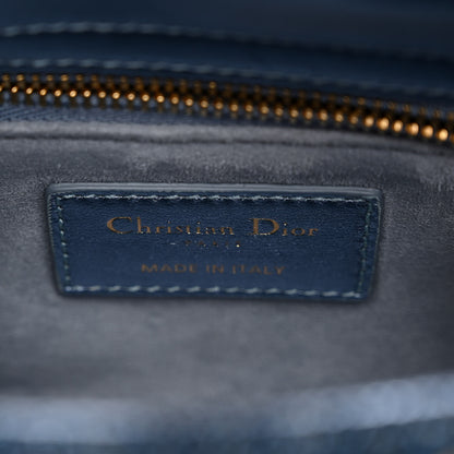 Christian Dior Metallic Calfskin Satin Celestial Bead Embroidery Cannage Mini Lady Dior Blue 6 of 11
