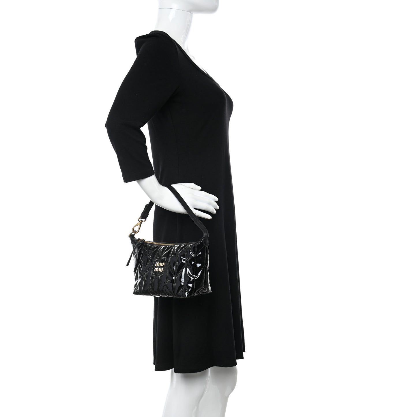 Iridescent Fabric Quilted Mini Spirit Ciré Bag Black
