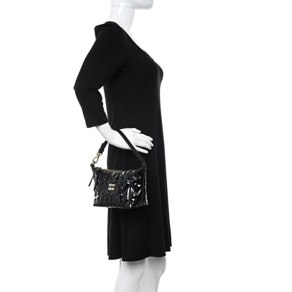 Miu Miu Iridescent Fabric Quilted Mini Spirit Ciré Bag Black 2 of 12
