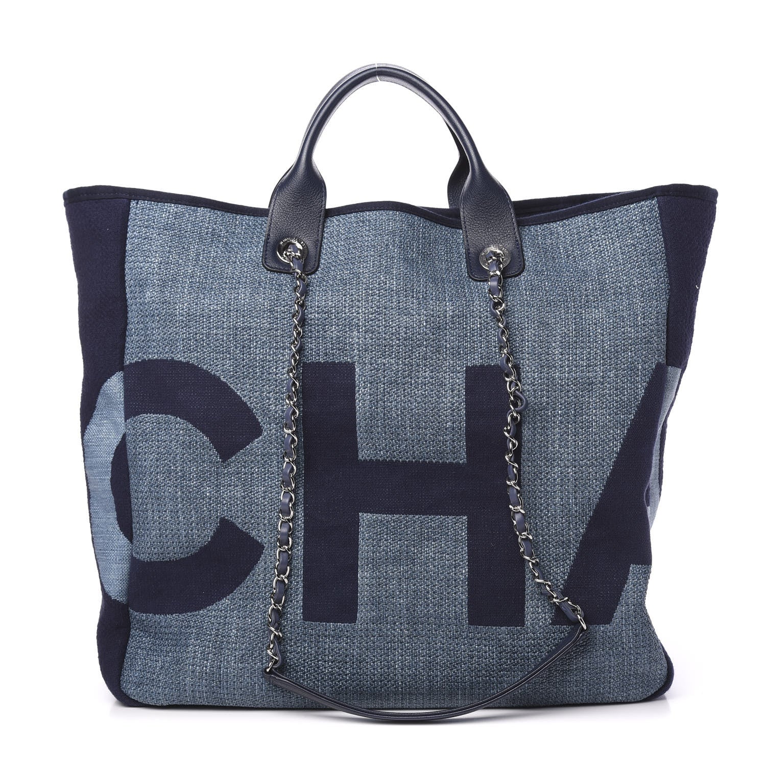 Chanel Canvas Large Shopping Tote Dark Blue 1 of 11