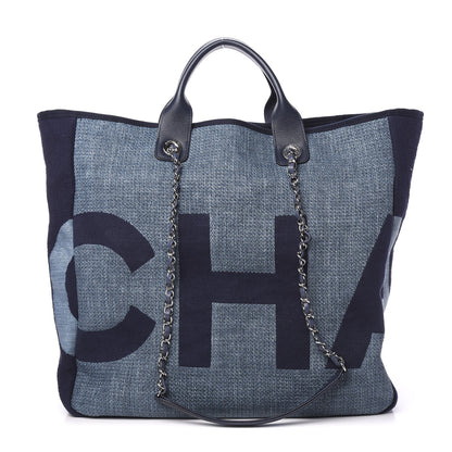 Chanel Canvas Large Shopping Tote Dark Blue 1 of 11