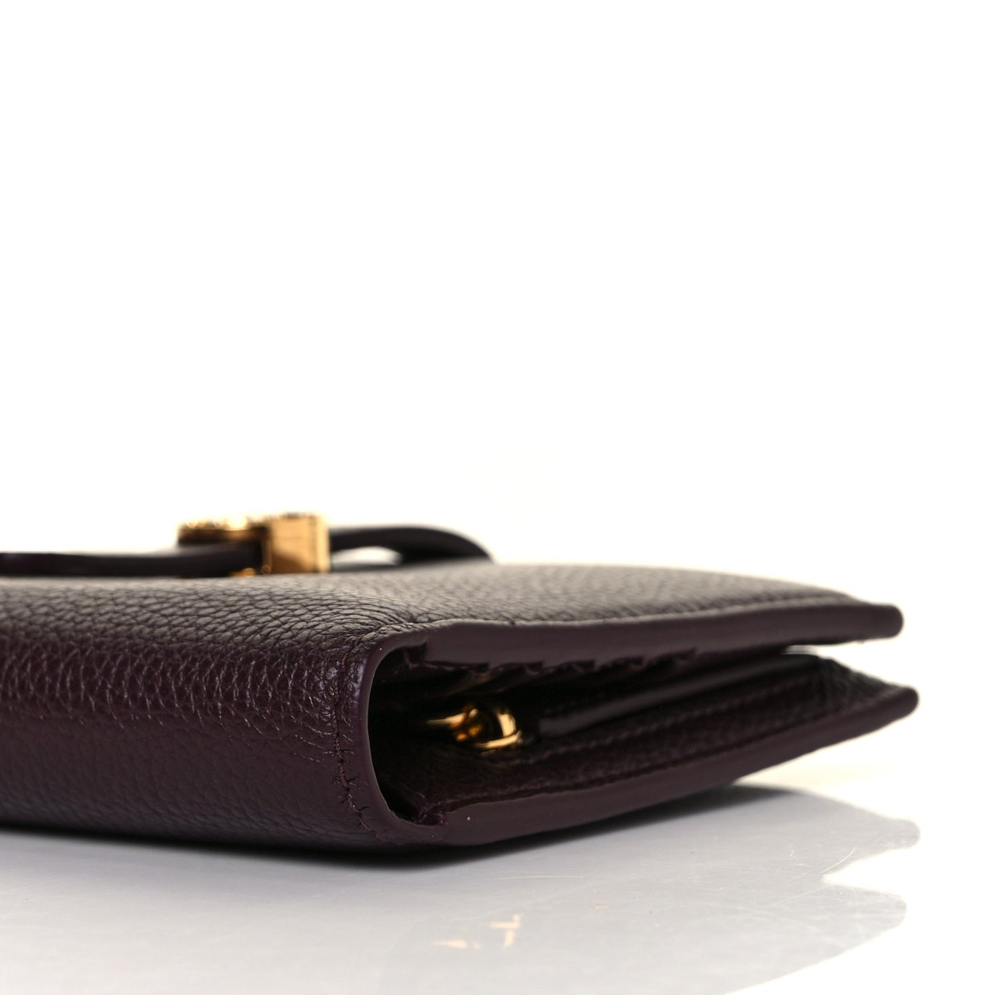 Grainy Calfskin Monogram Motif Folding Wallet Brown