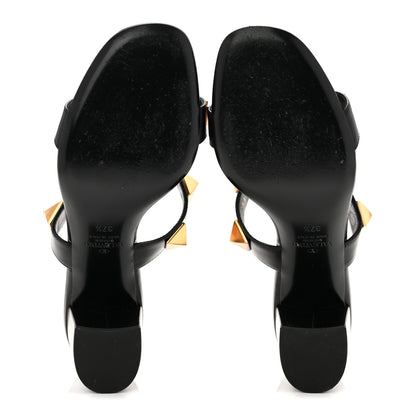 Valentino Garavani Calfskin Roman Stud 60mm Slide Sandals 37.5 Black 6 of 9