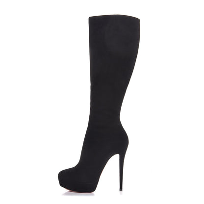 Christian Louboutin Suede Bianca Botta 140 Knee Boots 39.5 Black 1 of 11