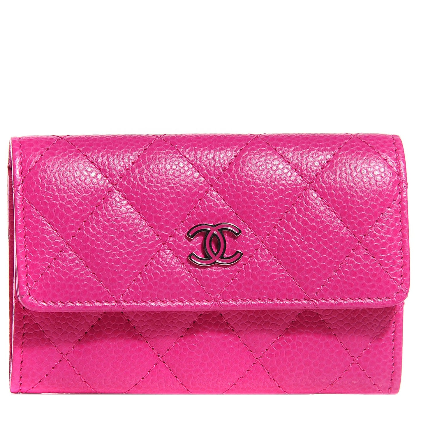 Caviar Quilted CC Card Holder Pink